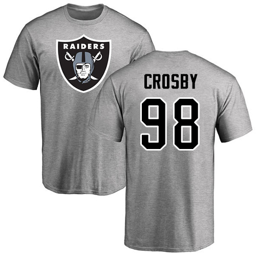 Men Oakland Raiders Ash Maxx Crosby Name and Number Logo NFL Football #98 T Shirt